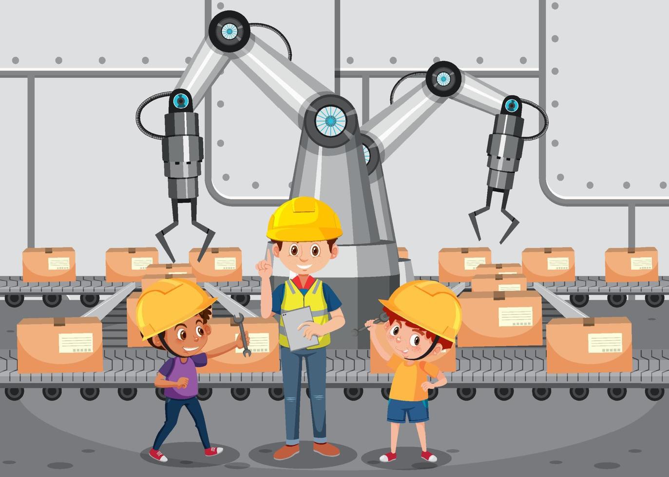 productieprocesconcept met assemblagelijnautomatisering vector