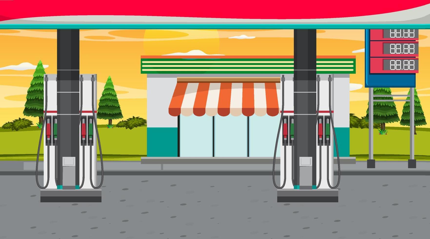 tankstation cartoon scène vector