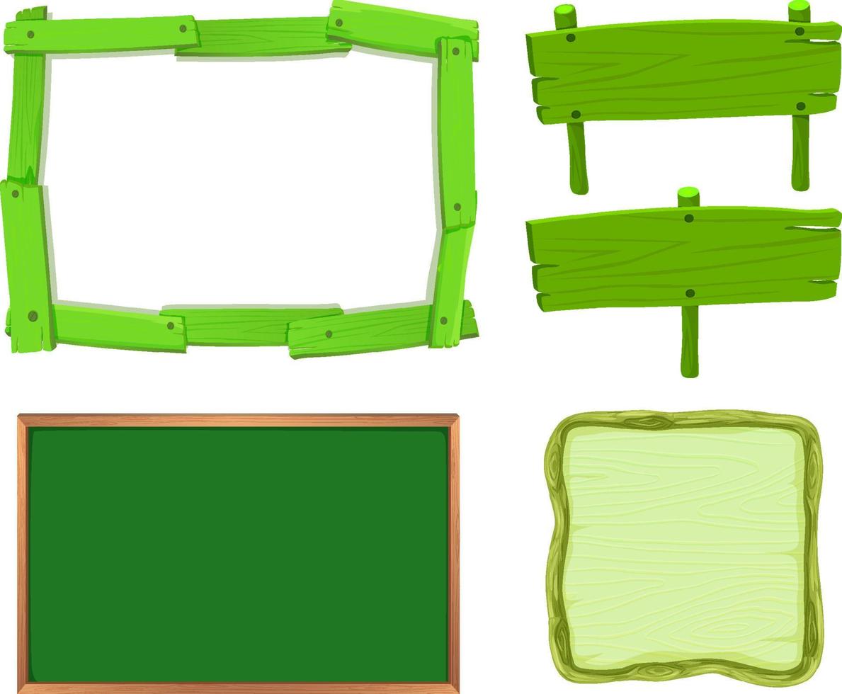 set houten tekenbanner in groene kleur vector