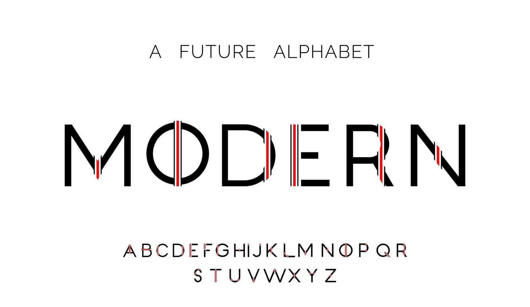 moderne abstracte alfabetlettertypen. typografietechnologie, elektronisch, film, digitaal, muziek, toekomst, logo creatief lettertype vector