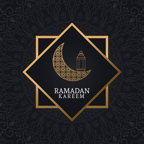 ramadan kareem met afnemende maan en islamitische kunst vector