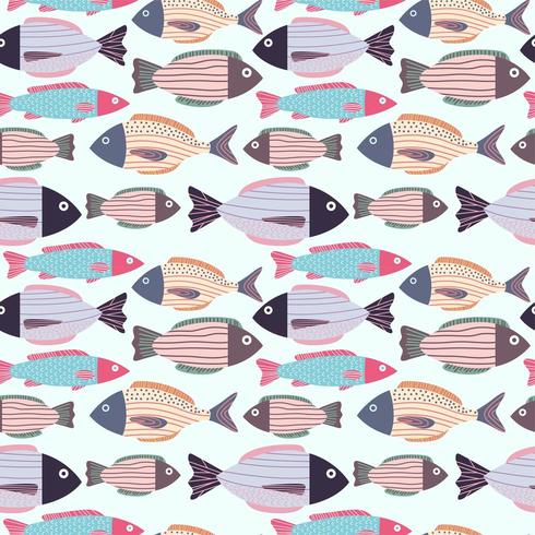 vis doodle naadloze patroon achtergrond vector