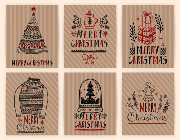 Kerstcadeaukaarten Posters set vector