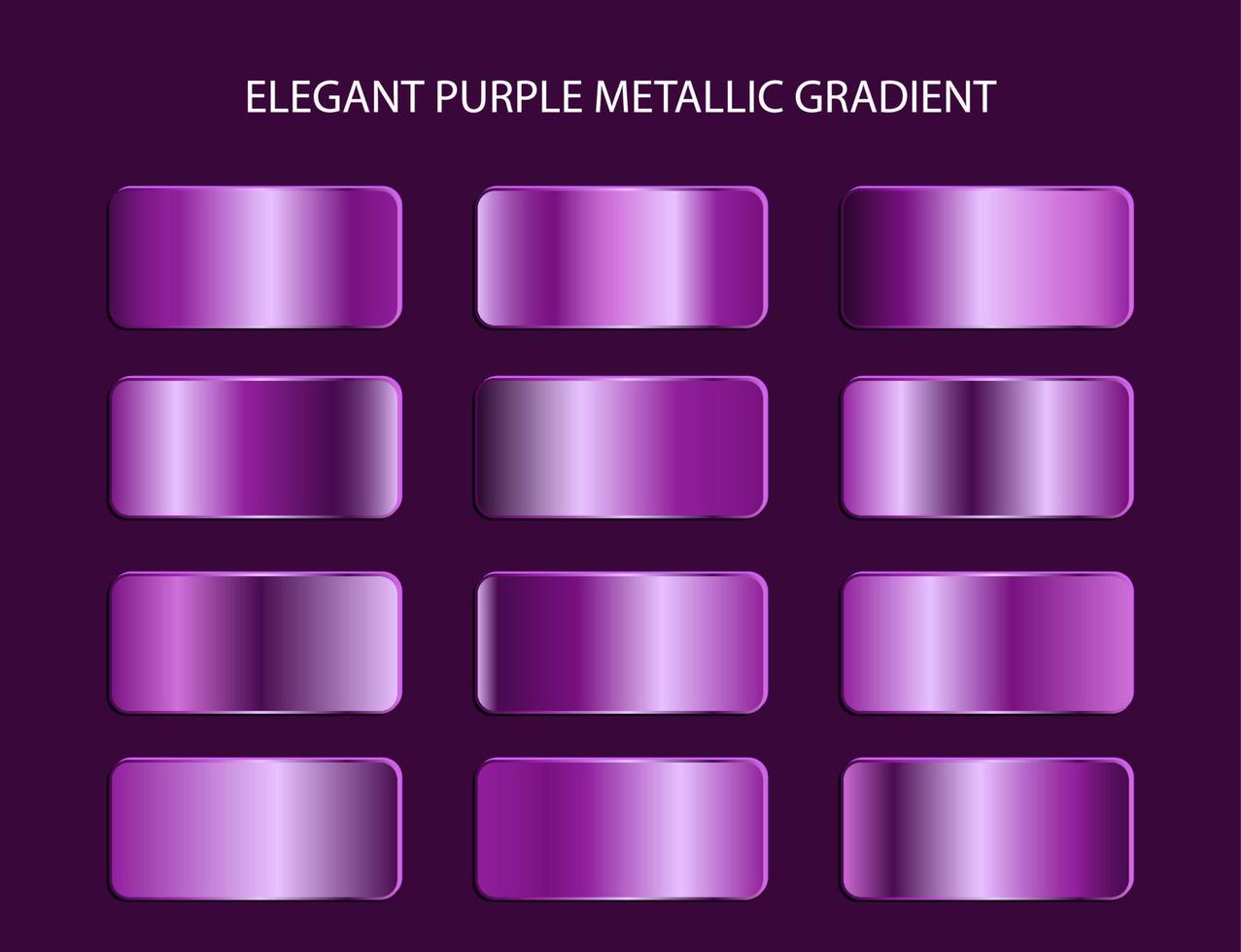 elegante paarse metallic kleurverloop set collectie ontwerpelement vector