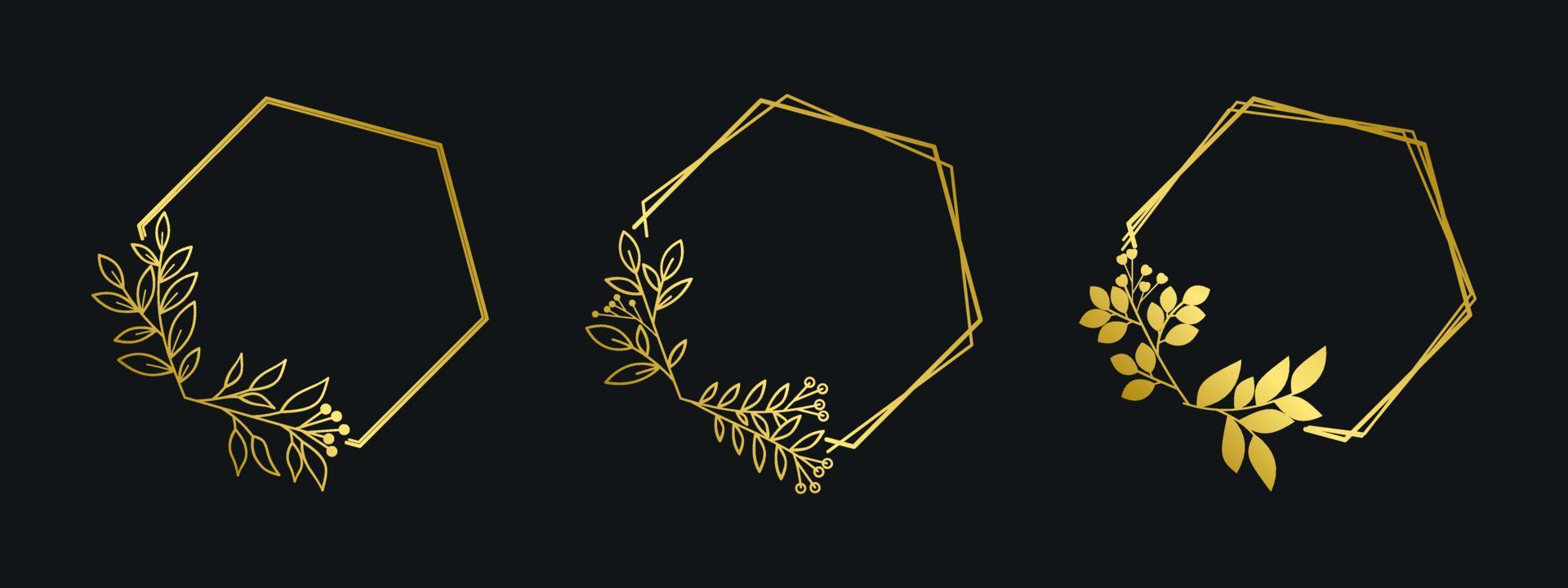 set van gouden bloemen frame. luxe cirkel frame grens bloemen ornament voor achtergrond, bruiloft uitnodiging, Bedankkaart, logo, wenskaart. vector