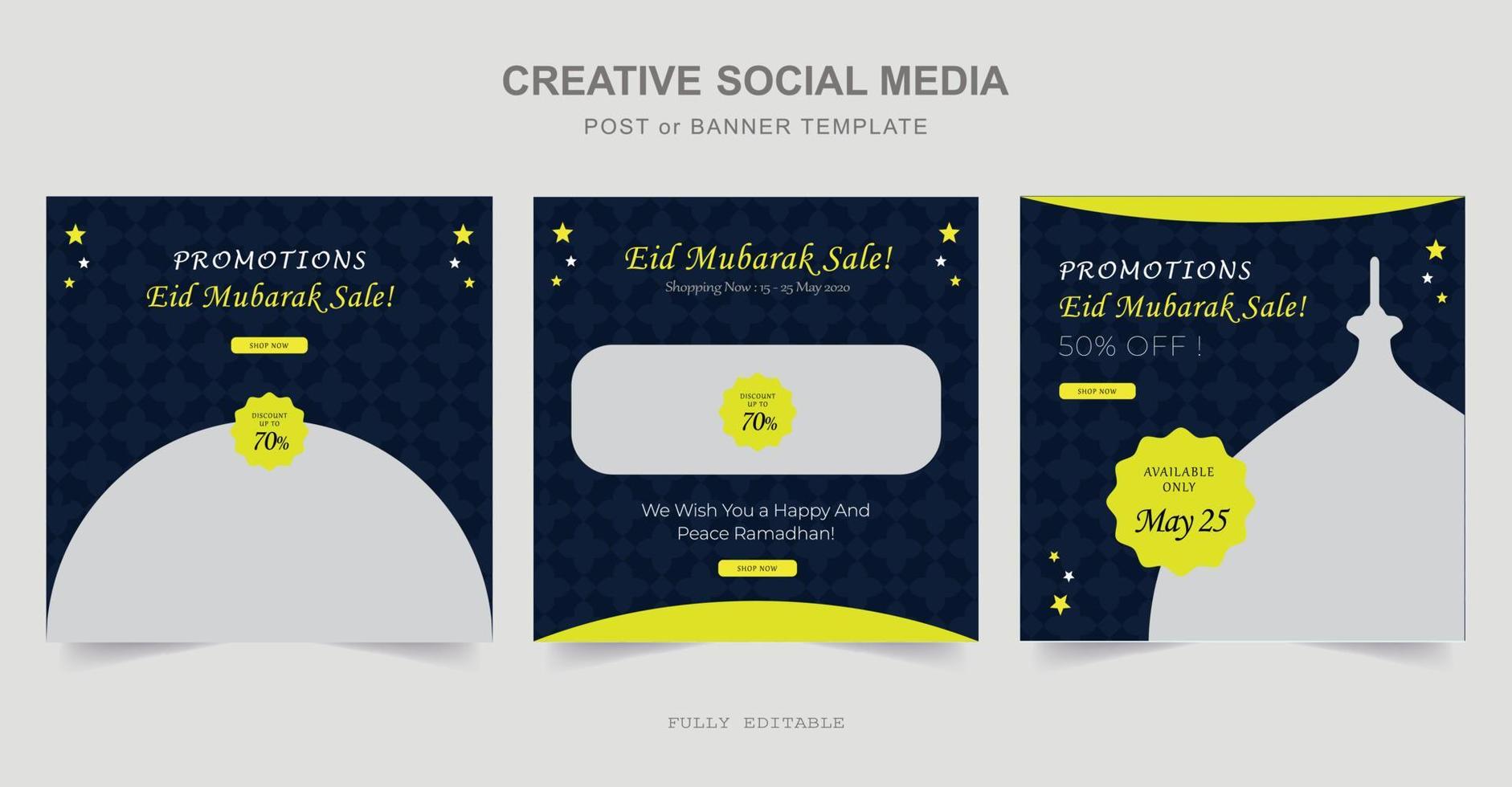 ramadan social media postontwerp. een goede sjabloon voor adverteren op sociale media. perfect voor posts op sociale media, achtergrond- en webbanner-internetadvertenties. vector