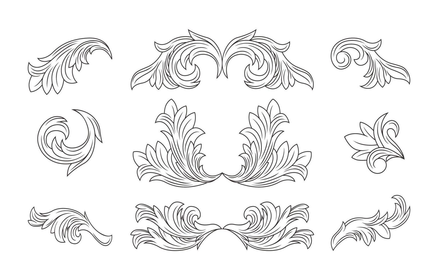 Victoriaanse decoratieve gravure-elementenset vector