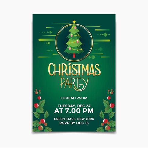 Kerstfeest poster en flyer ontwerpconcept met kerstboom achtergrond vector