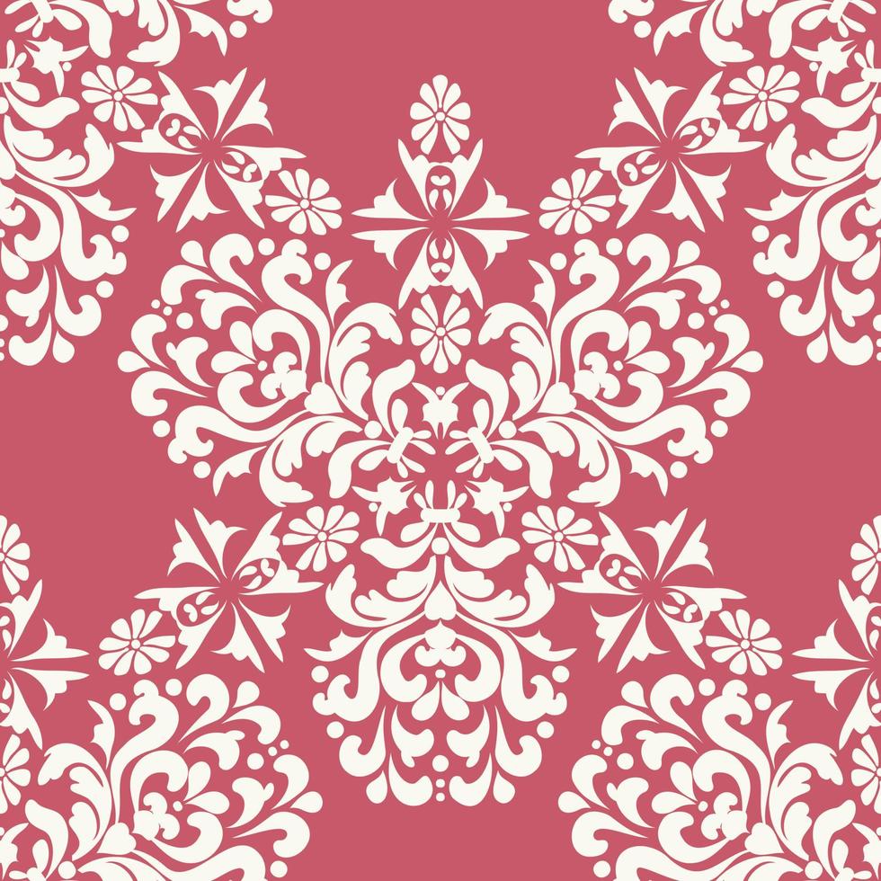 elegant wit vintage ornament op een roze naadloos patroon als achtergrond. islamitische sieraad decoratieve textuur. roze, witte kleur. islamitische sieraad decoratieve textuur. roze, witte kleur. vector