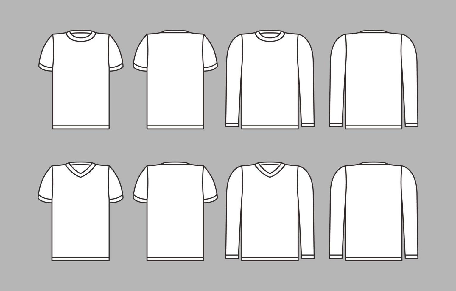 omtrek T-shirt mock-up met alternatieve kraag en mouwlengte vector