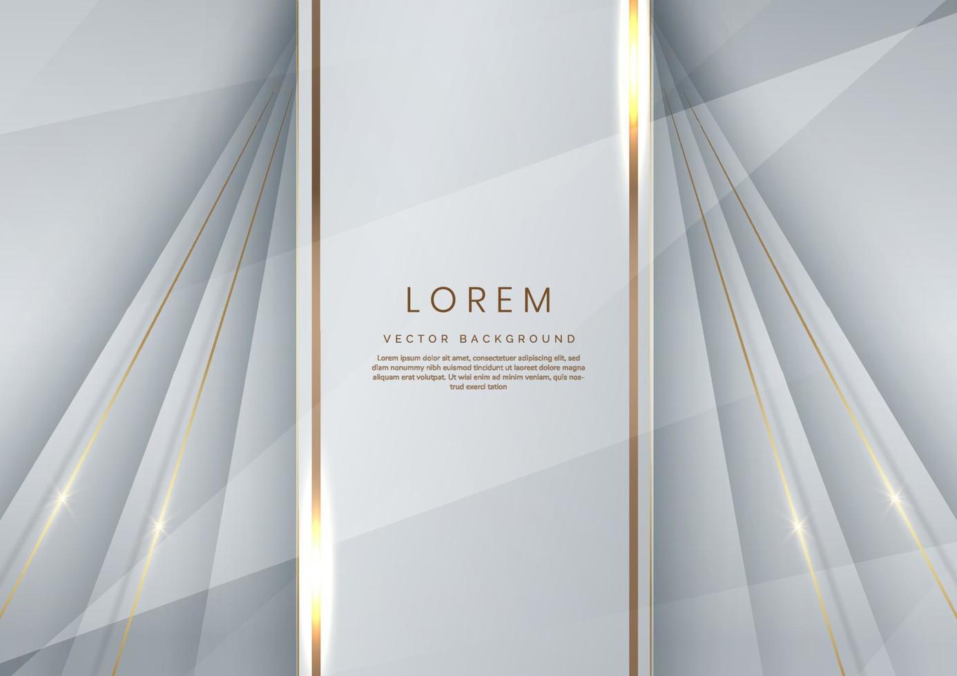 abstracte luxe witte en grijze elegante geometrische diagonale overlay laag achtergrond met gouden lijnen. vector