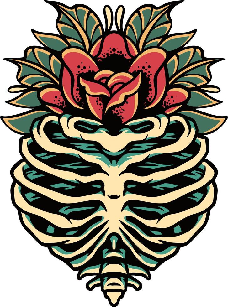 rib schedel bloem schedel illustratie vector