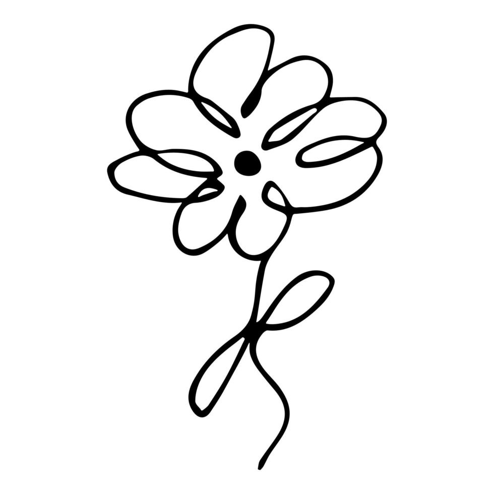 vector eenvoudige bloem doodle clipart. hand getekende bloemen illustratie geïsoleerd op een witte achtergrond. voor print, web, ontwerp, decor, logo.