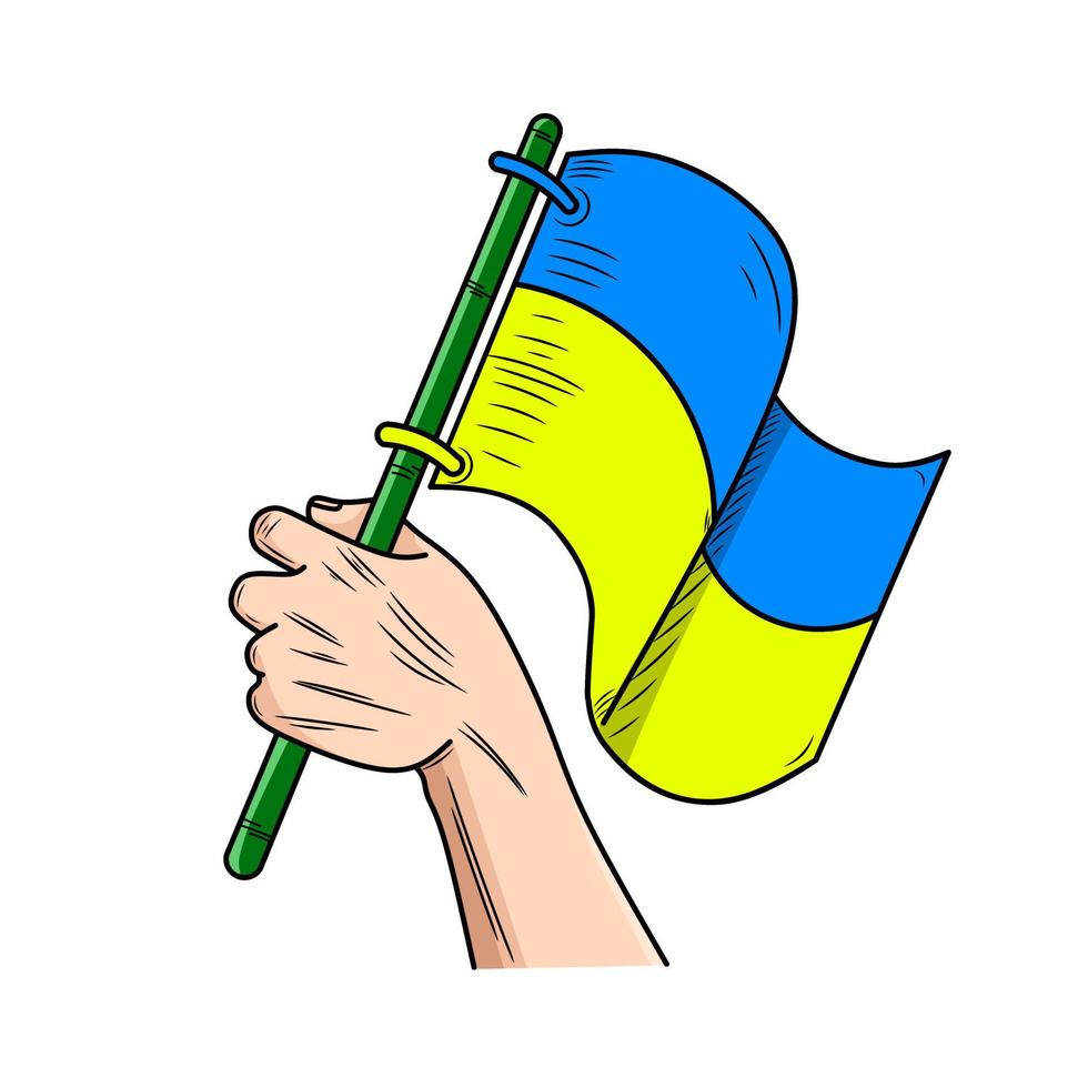 handen met de vlag van Oekraïne. bid voor Oekraïne vector