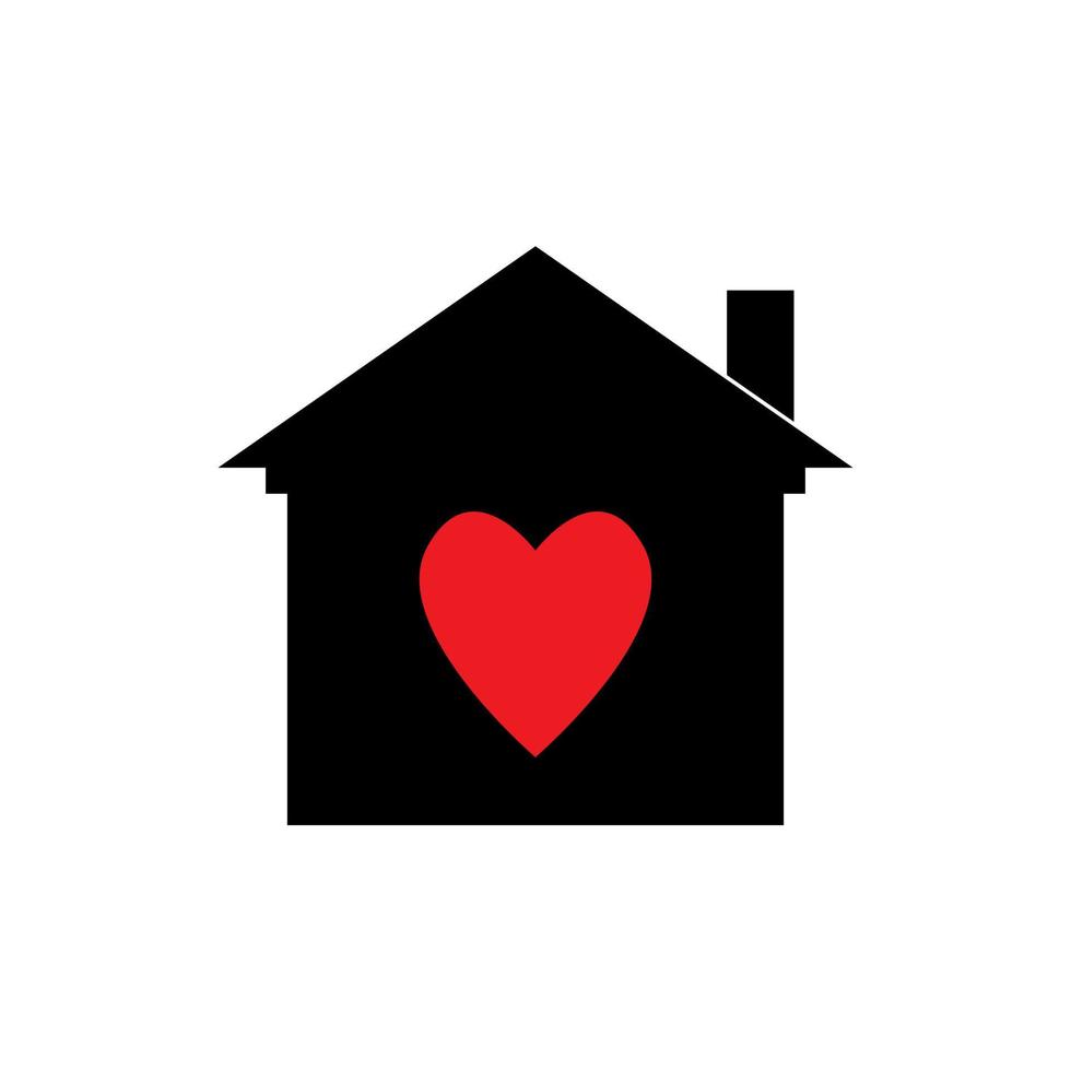 rood hart teken op huisje, huis liefde symbool, vectorillustratie geïsoleerd op een witte achtergrond in moderne stijl vector