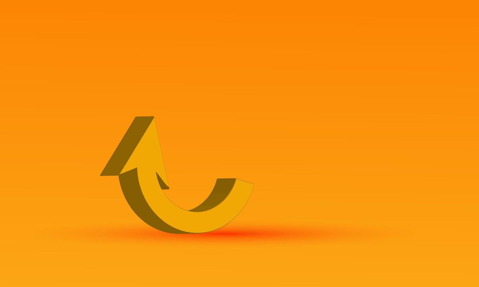 3D-gele pijlpictogram geïsoleerd op oranje achtergrond vector