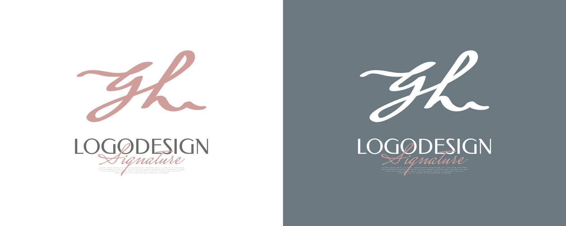 eerste g en h-logo-ontwerp in elegante en minimalistische handschriftstijl. gh handtekening logo of symbool voor bruiloft, mode, sieraden, boetiek en zakelijke identiteit vector