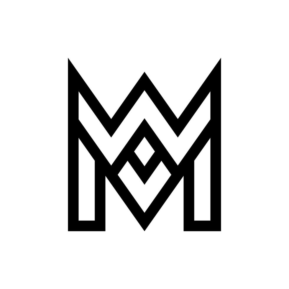 gouden kroon eerste letter monogram wm of mw logo ontwerp vector