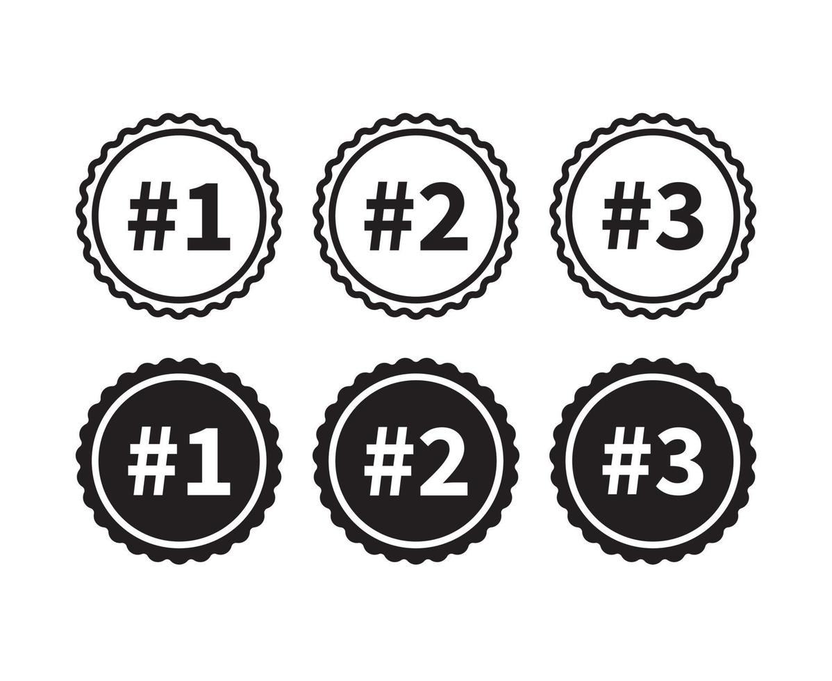 set van kampioen nummer 1 tot 3 badge label vector icon