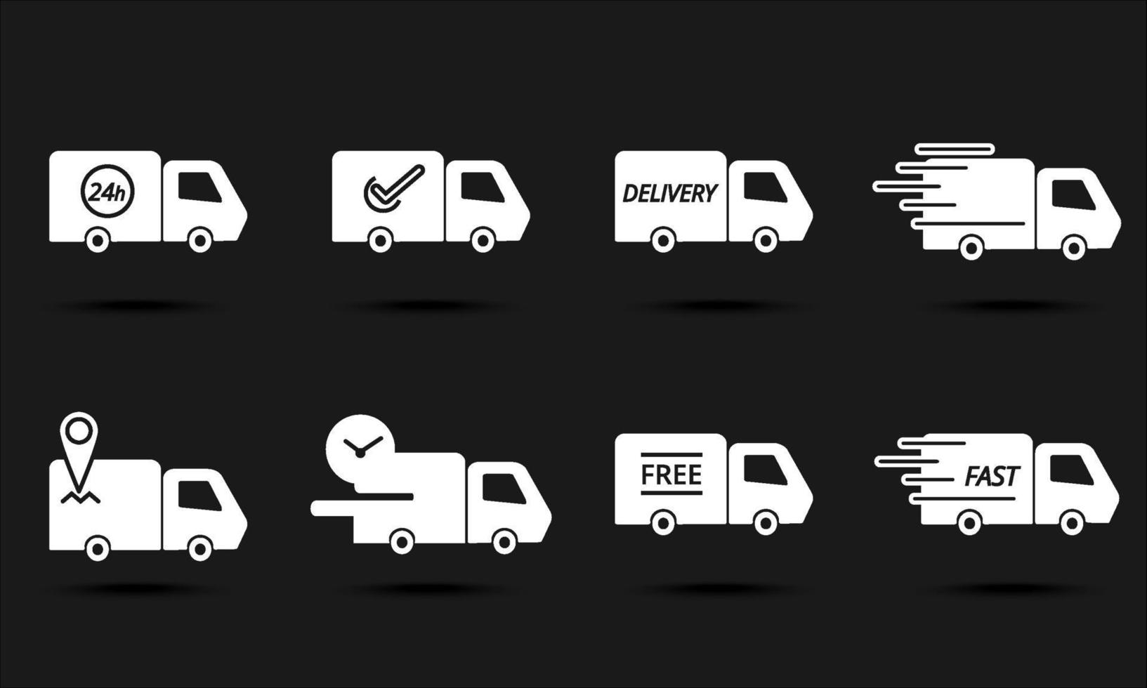levering online bedrijf verzending vrachtwagen icoon. silhouet vector illustrator.