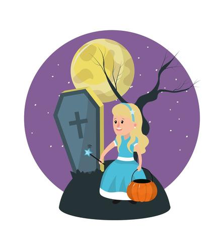 Halloween en meisje vector