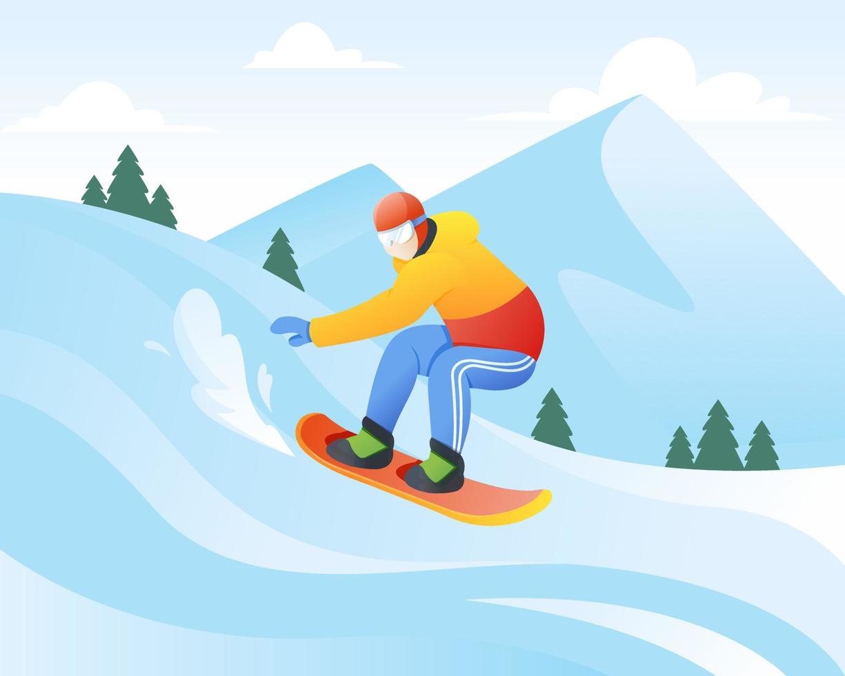 vectorillustratie van snowboarder vector