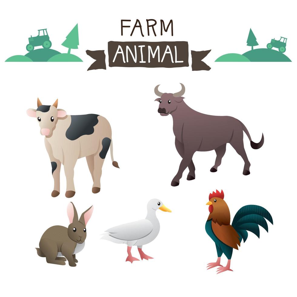 boerderij dieren vector set. boerderijdieren in vlakke stijl geïsoleerd op een witte achtergrond. vector illustratie