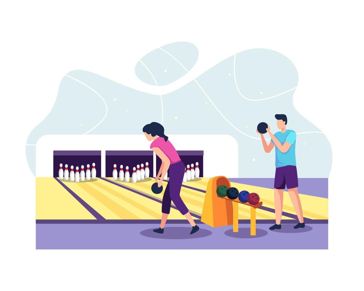 mensen die bowlen illustratie spelen vector