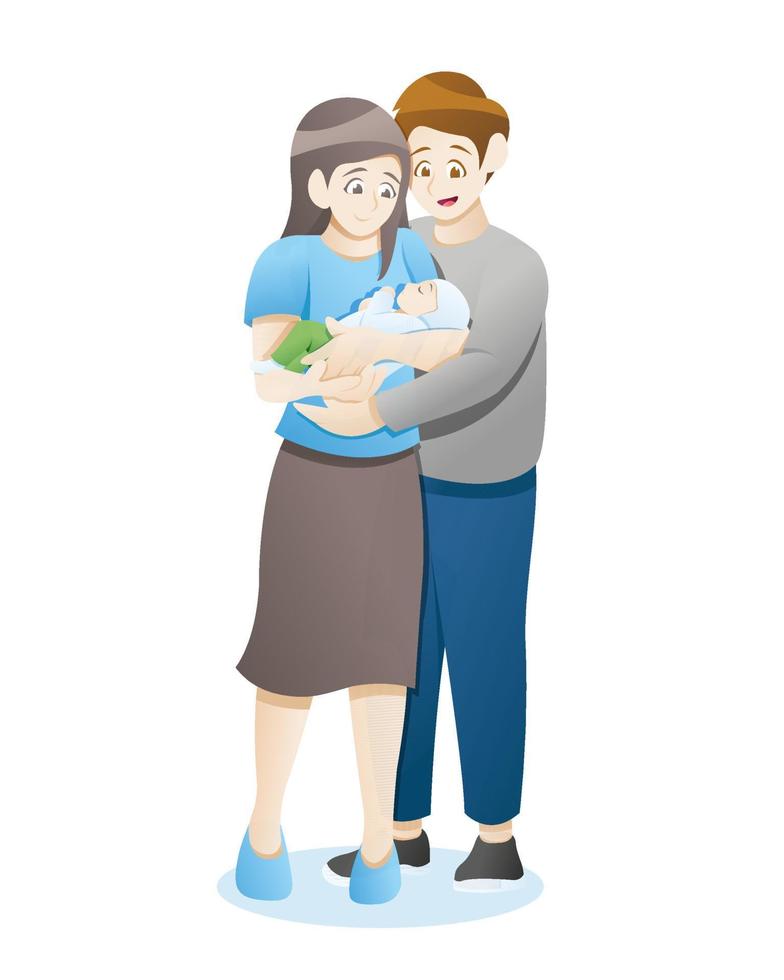 vector illustratie gezin met pasgeboren baby