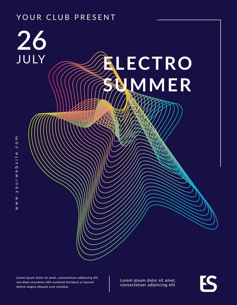 elektronische muziek feestposter met kleurrijke equalizer vector