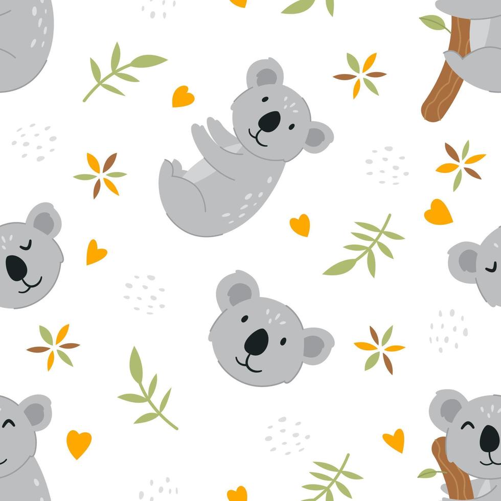 vector naadloos patroon schattige lachende koala