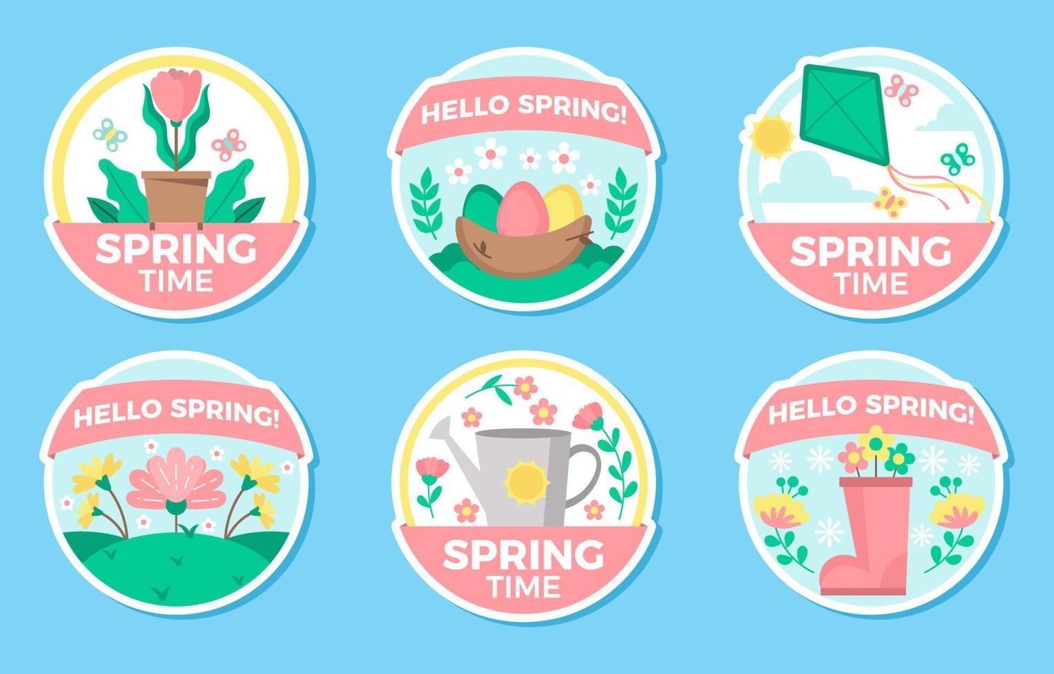 set lente bloemen labels vector