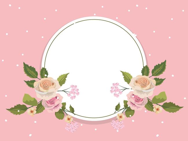 Vintage bloemen rond roos frame vector