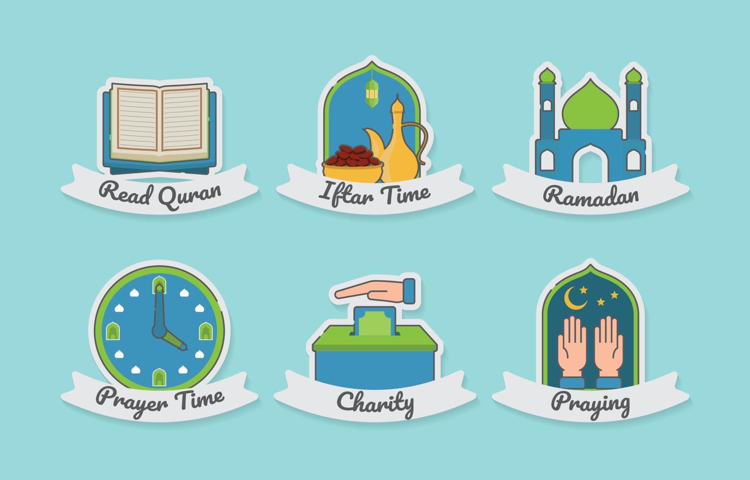 ramadan activiteiten stickerset vector