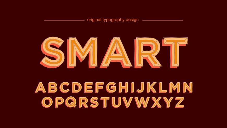 Eenvoudige oranje schuine hoofdletters typografie vector