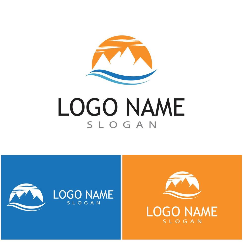 eenvoudige moderne berglandschap logo ontwerp vector, rotsachtig ijs top berg piek silhouet vector