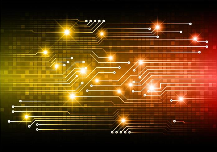 Oranje cybercircuit toekomstig technologieconcept vector