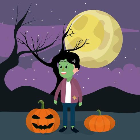 Halloween en jongen vector