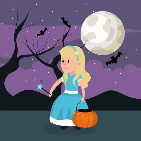 Halloween prinses meisje vector