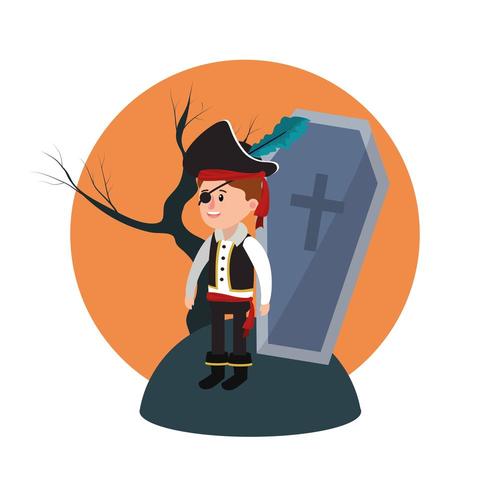 Halloween-piraatjongen vector