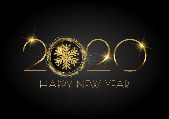 Glittery Happy New Year-achtergrond met sneeuwvlok vector