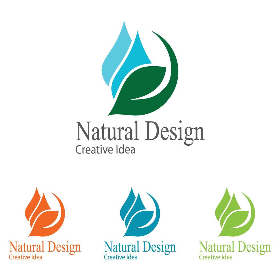 waterdruppel druppel met blad voor natuurlijke verse gezonde eco logo ontwerp vector