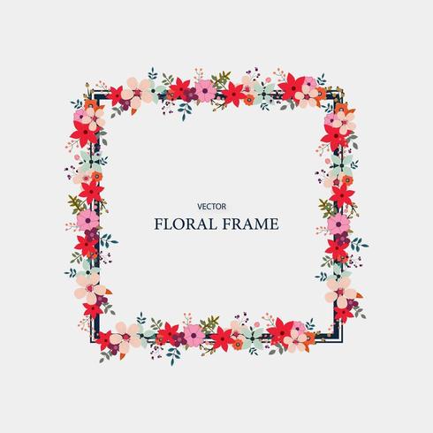 Rood en roze bloemenframe vector