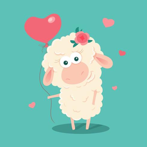 Cute cartoon schapen met een ballon vector