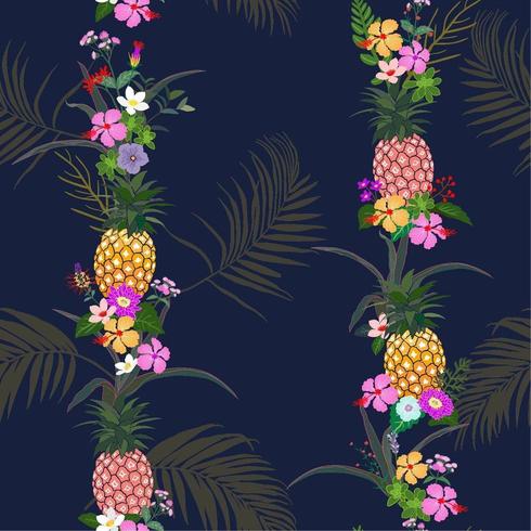 zomer nacht tropische bloemen patroon vector