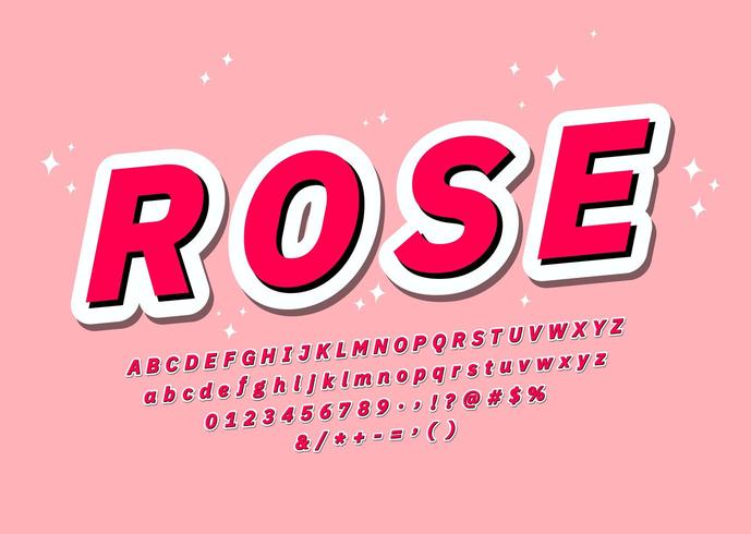 Rose Pink lettertype vector