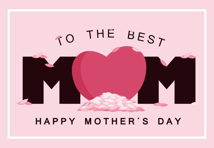 aan de beste moeder gelukkige moederdag kaart met hart vector