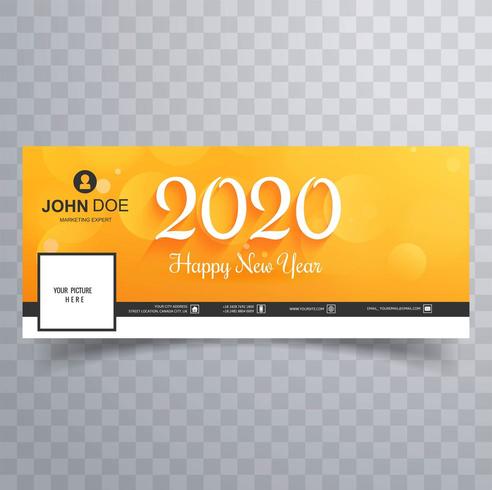 2020 nieuwe jaar gele sociale media cover banner vector