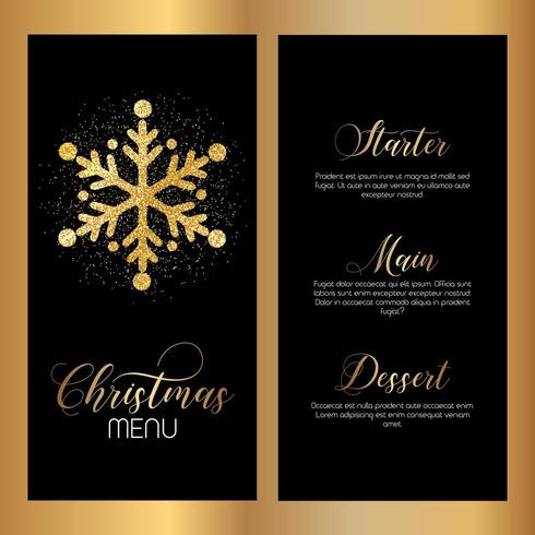 Kerstmenu ontwerp met glittery sneeuwvlok ontwerp vector