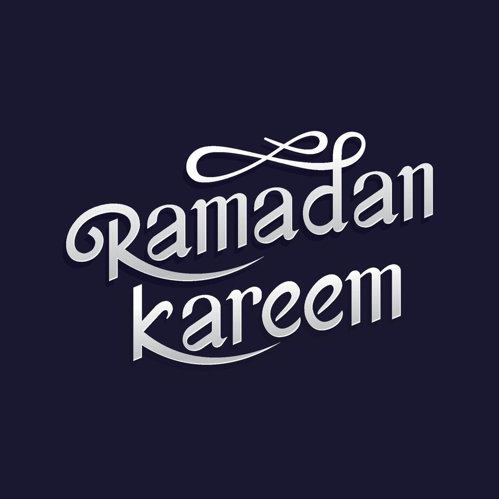 vector typografische illustratie van handgeschreven ramadan kareem retro label met donkere achtergrond. belettering samenstelling van moslim heilige maand. vector illustratie